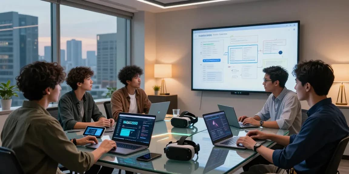NAGA2000 software interface collaboration in a vibrant tech workspace