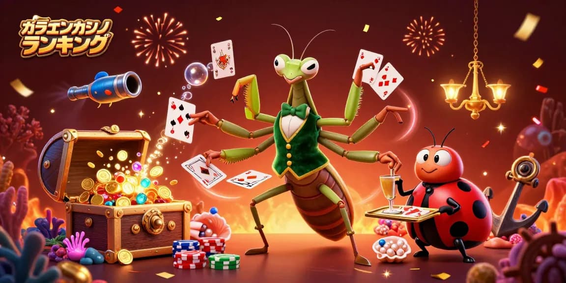 オンラインカジノ ランキングでスロットとテーブルゲームが楽しめる生き生きとした3Dキャラクターのイラスト