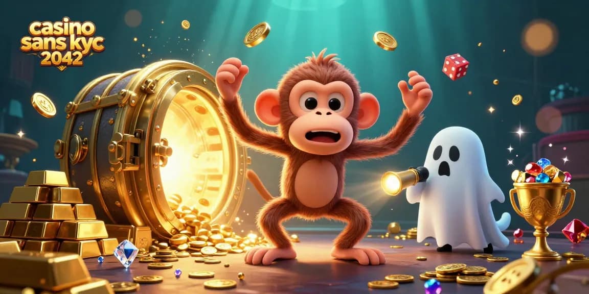 Casino sans KYC 2042 : jongler avec des objets d'or au sein d'un casino hanté, attirant l'attention des joueurs.
