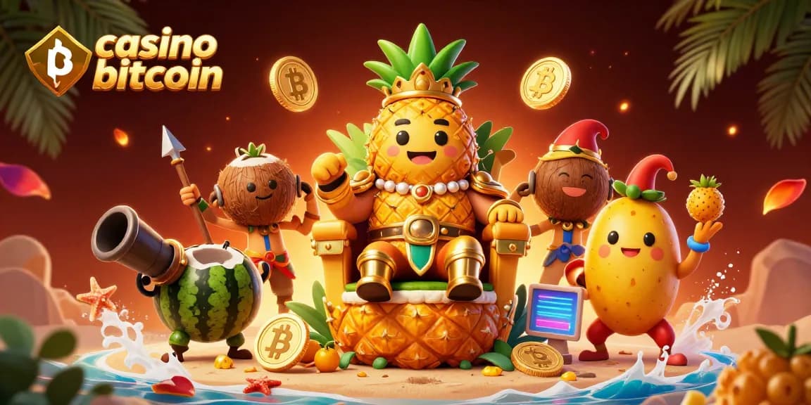 Gioca nel miglior casino bitcoin con il re ananas dorato e la sua guardia mentre si esibiscono in un mondo di divertimento.