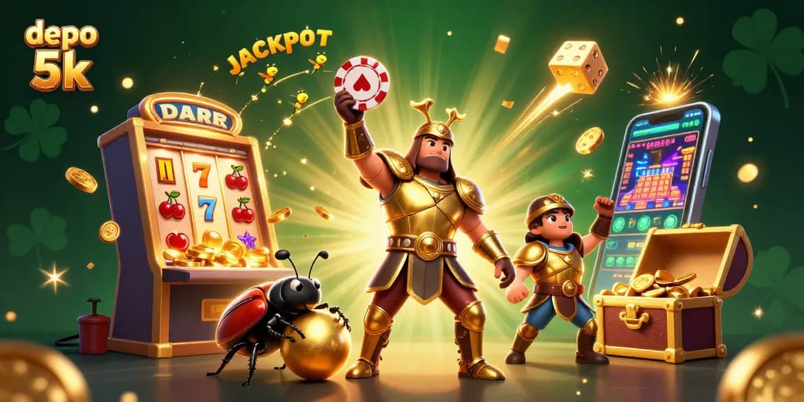 Engage in thrilling gameplay with depo 5k as heroes lead the jackpot in this vibrant casino illustration.