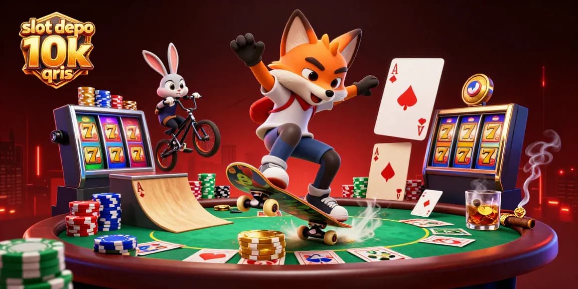 Spin the reels on slot depo 10k qris with vibrant characters and casino-themed elements