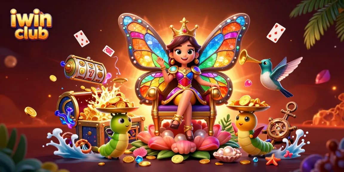 Engage with iwin club's vibrant gaming experience featuring a colorful 3D casino scene filled with excitement.