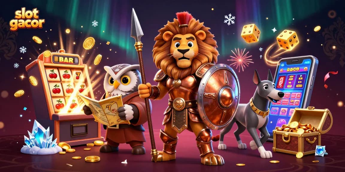 Experience thrilling slot gacor action with a dynamic 3D casino scene featuring symbols and characters!