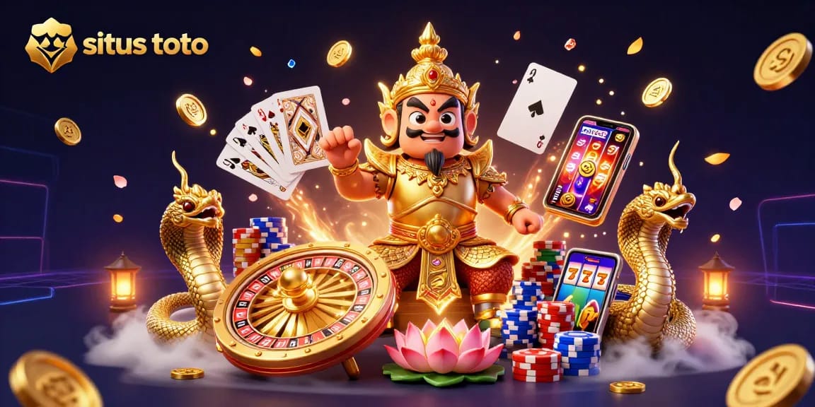Experience situs toto action with thrilling casino elements in a dynamic 3D illustration.