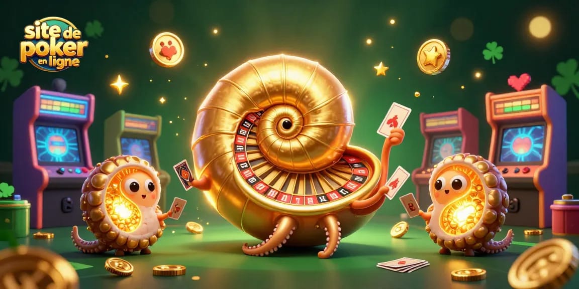 Vivez l'excitation avec le site de poker en ligne, entouré de cartes et d'animations dynamiques.