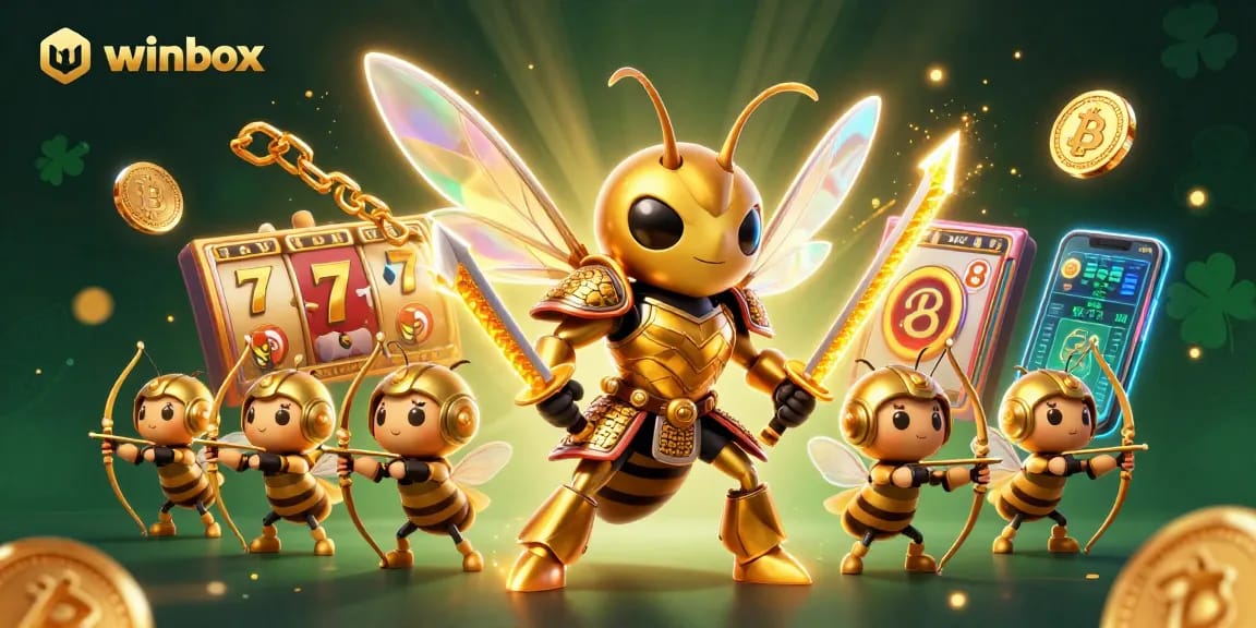 Winbox captivates players with vibrant slot action featuring dynamic characters and glowing crypto elements.