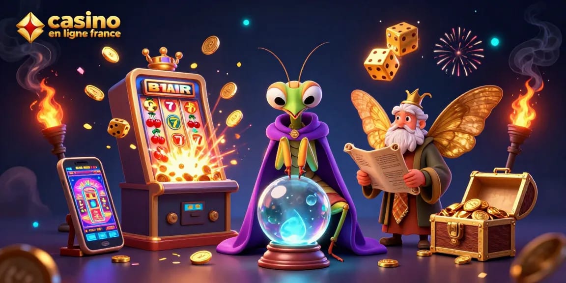 Jouez avec un casino en ligne en France dans une scène captivante d'illustration 3D.