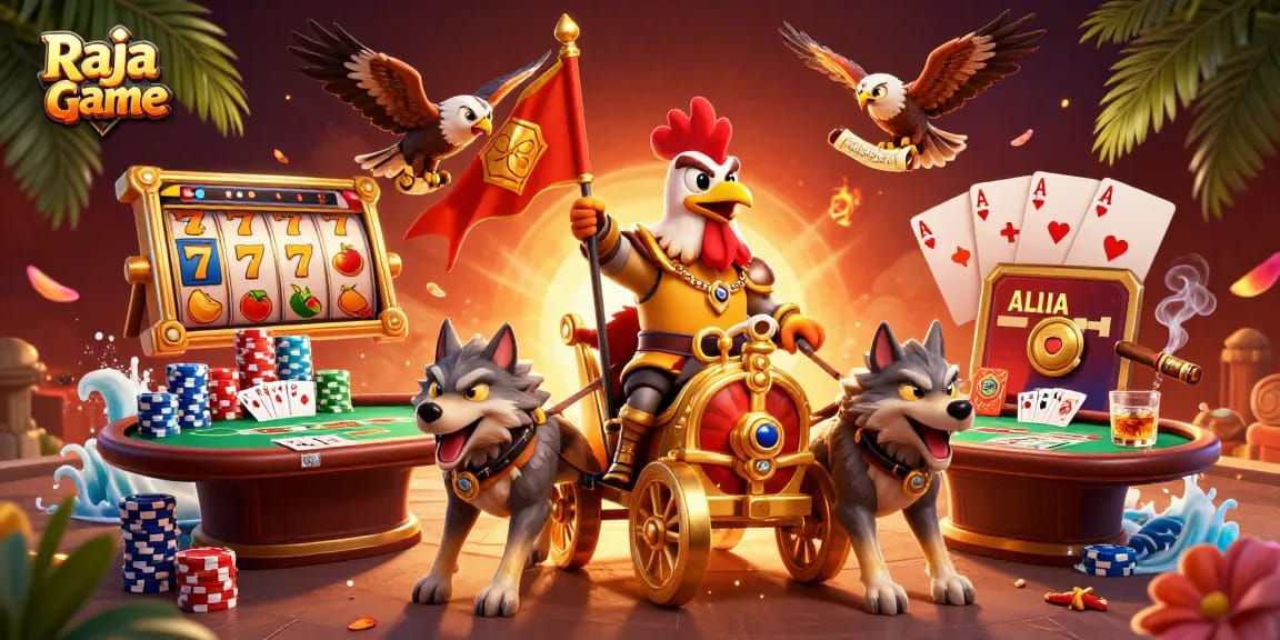 Experience thrilling gameplay and exciting wins with Raja Game's vibrant 3D illustration.