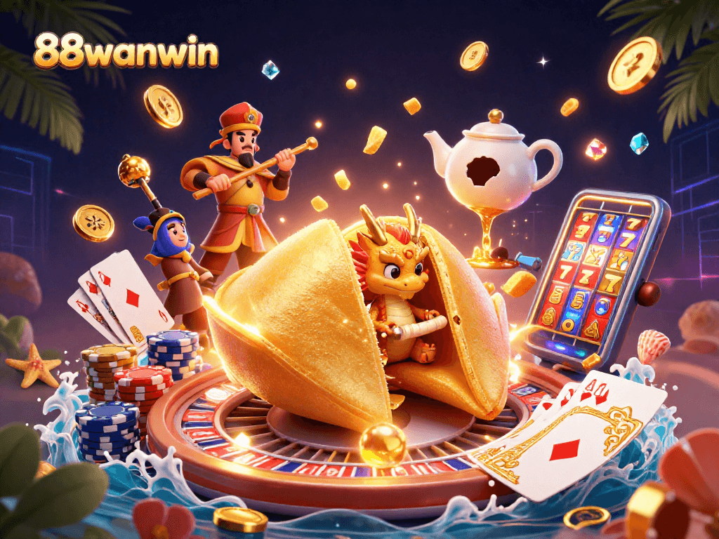 Experience dynamic gameplay with 88wanwin's exciting fortune cookie scene, filled with golden rewards.