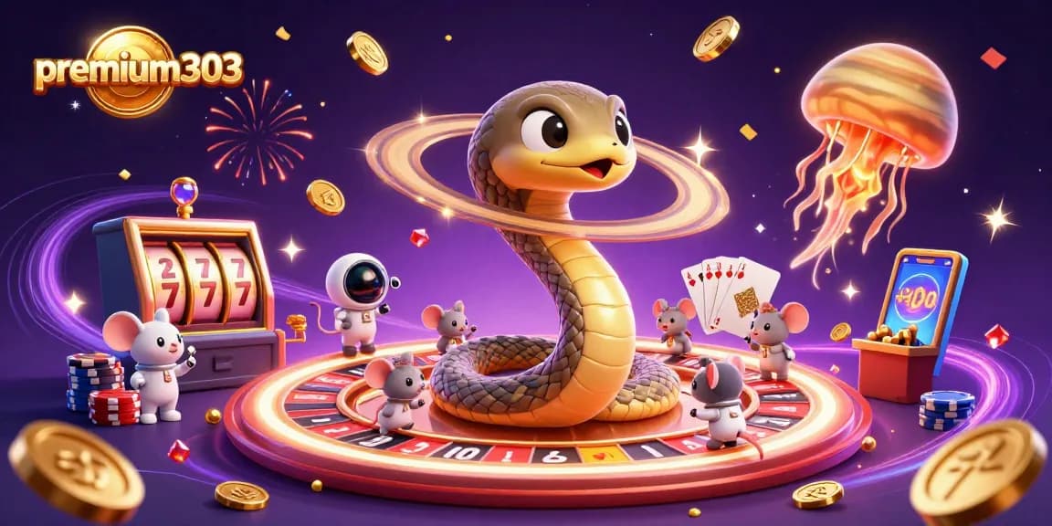 Experience high-stakes action with premium303 as astronaut mice bet on casino-themed reels in a cosmic setting.