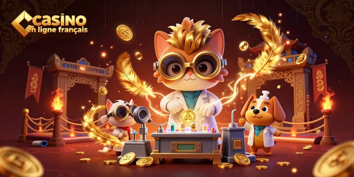 Découvrez le casino en ligne français avec des personnages animés dans une scène riche et dynamique.