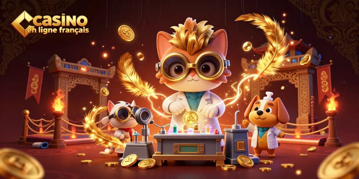 Découvrez le casino en ligne français avec des personnages animés dans une scène riche et dynamique.