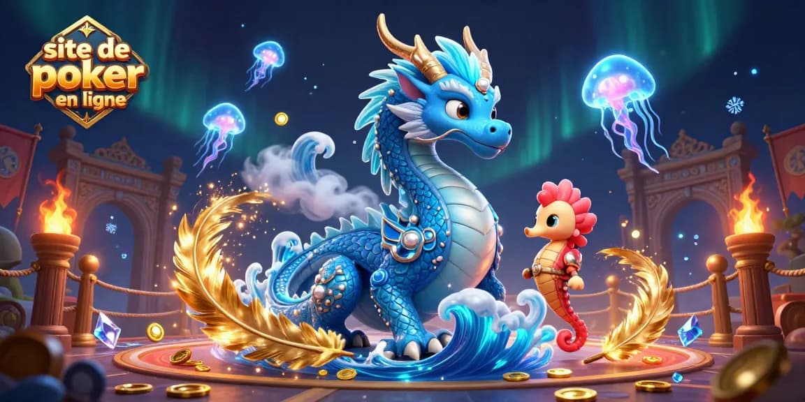 Explorez le site de poker en ligne avec des personnages fantastiques et une atmosphère dynamique.
