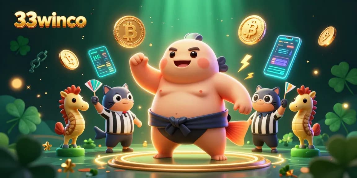 Engage with thrilling casino adventures at 33winco, featuring a sumo fugu in a lively underwater ring.