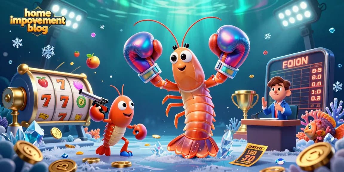Engaging scene from a home improvement blog featuring animated gambling activities with vibrant detail.
