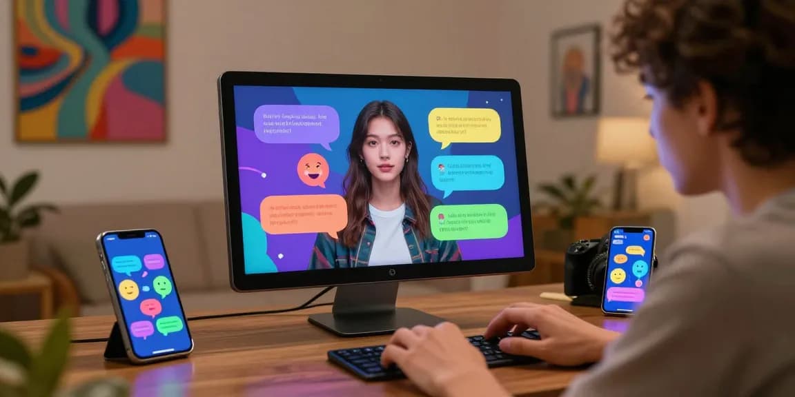 Interactive NSFW AI chat scene showcasing engaging dialogue with realistic avatars.