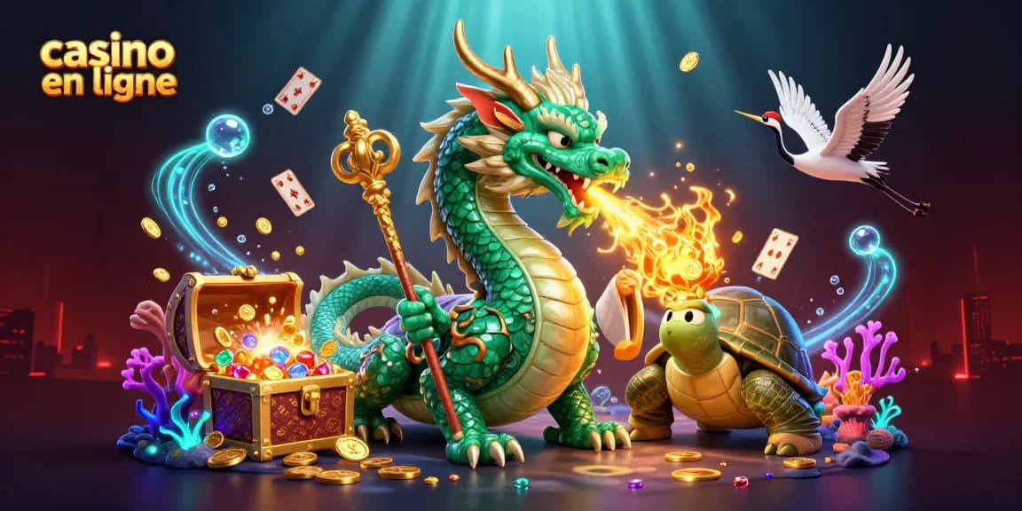 Play immersive casino en ligne with a majestic jade dragon and lucky elements in vibrant underwater scene.