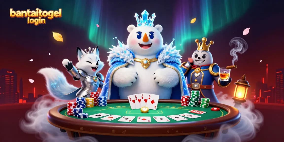 Enjoy slot games with bantaitogel login at an exciting casino scene showcasing poker elements.