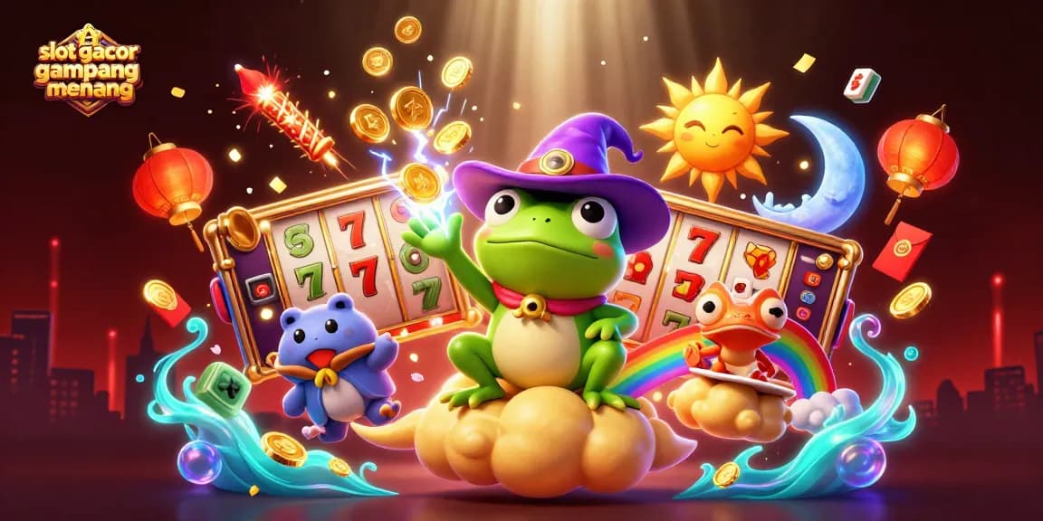Gulir jackpots dengan slot gacor gampang menang dalam ilustrasi 3D penuh warna dan detail