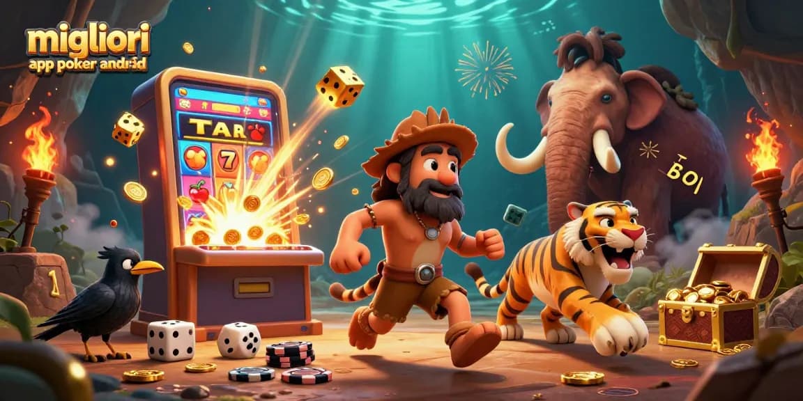 Gioca con le migliori app poker android mentre un duo di cavernicoli e un tigre sabre tentano la fortuna in un casinò preistorico.