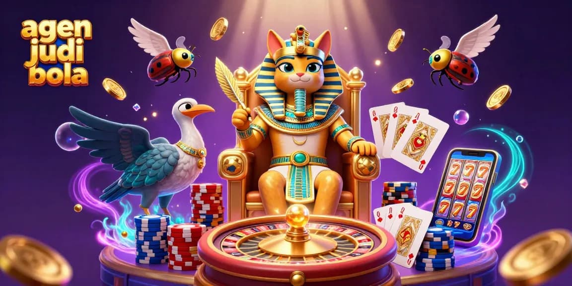 Engage in thrilling betting action with agen judi bola in a vibrant casino scene filled with 3D characters.