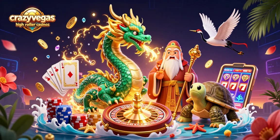 Experience the excitement at crazyvegas high roller casinos with this vibrant 3D casino illustration, showcasing thrilling game elements.