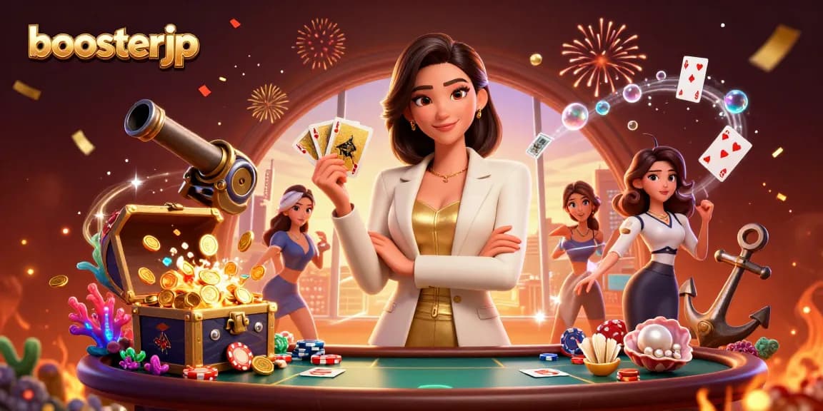 Experience thrilling wins with boosterjp at a vibrant casino filled with lavish characters and dynamic game elements.