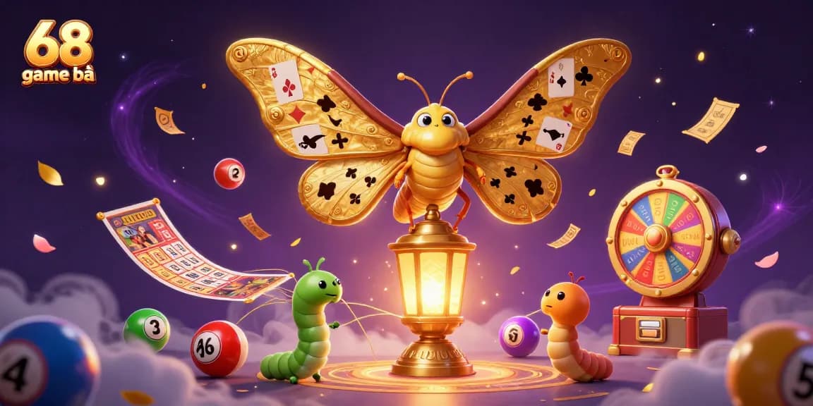 Experience thrilling action with 68 game bài as vibrant balls, spinning prizes, and magical elements create an exciting casino atmosphere.
