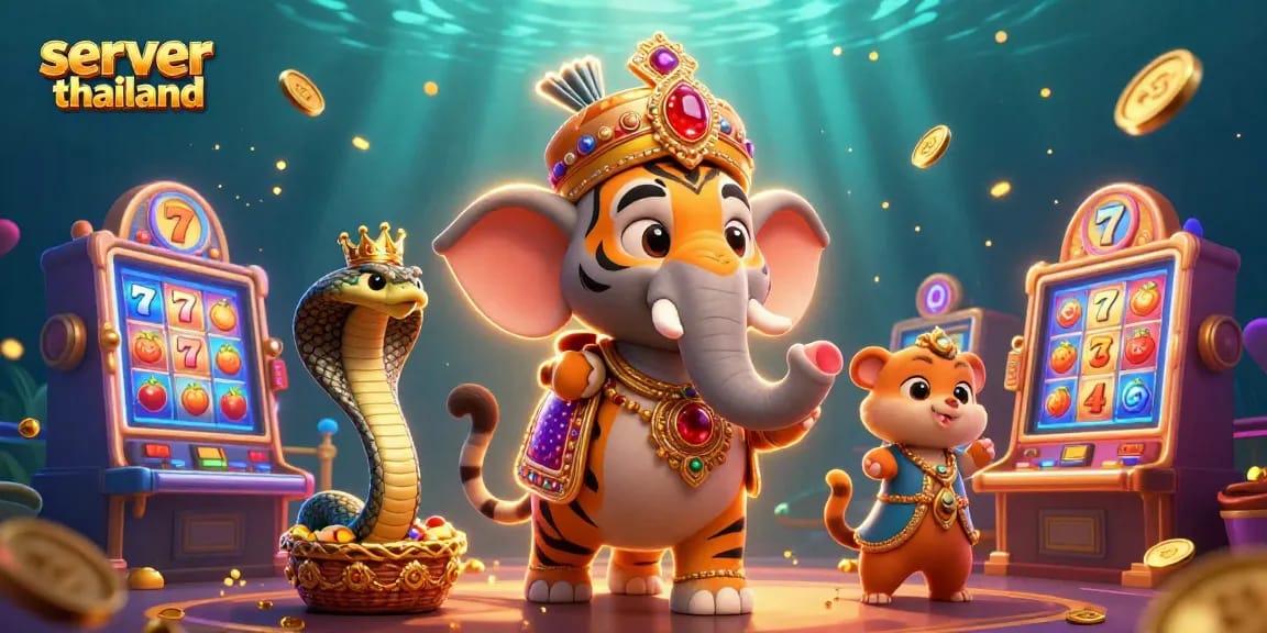Engage with high-energy gameplay in a vibrant casino-themed scene showcasing server thailand.