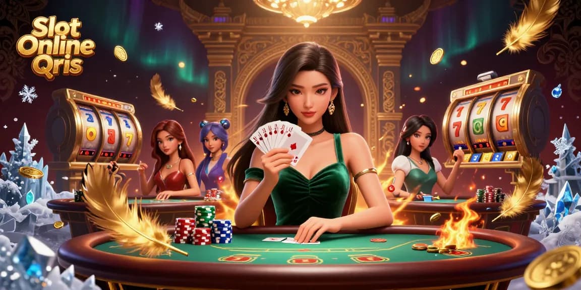 Play Slot Online Qris with strategy at a luxurious casino table overflowing with elements.
