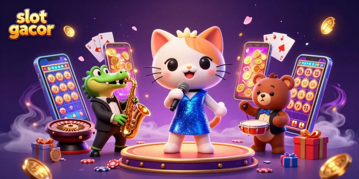 Experience thrilling slot gacor action with animated characters in a vibrant casino setting.