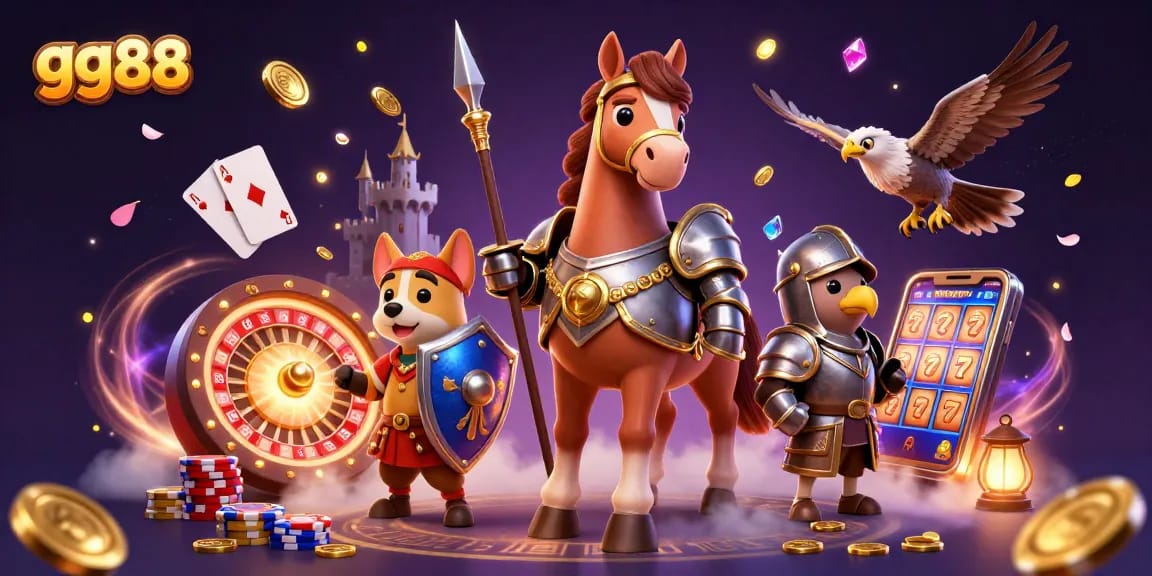 Experience the excitement of gg88 with medieval knights, sparkling gems, and dynamic casino elements.
