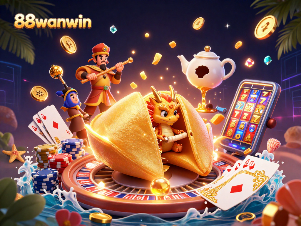 Experience dynamic gameplay with 88wanwin's exciting fortune cookie scene, filled with golden rewards.