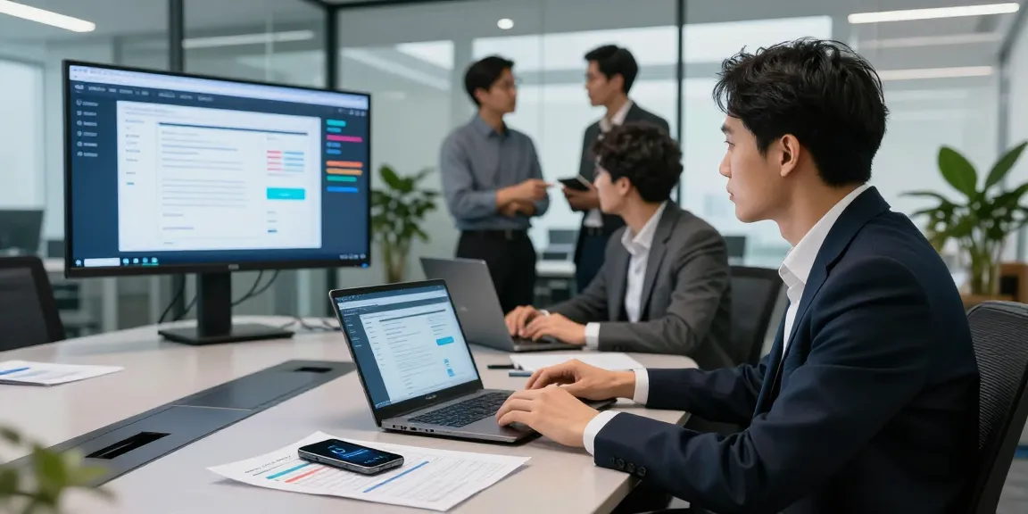 Document fraud detection software being discussed in a modern office setting, highlighting cybersecurity measures and teamwork.