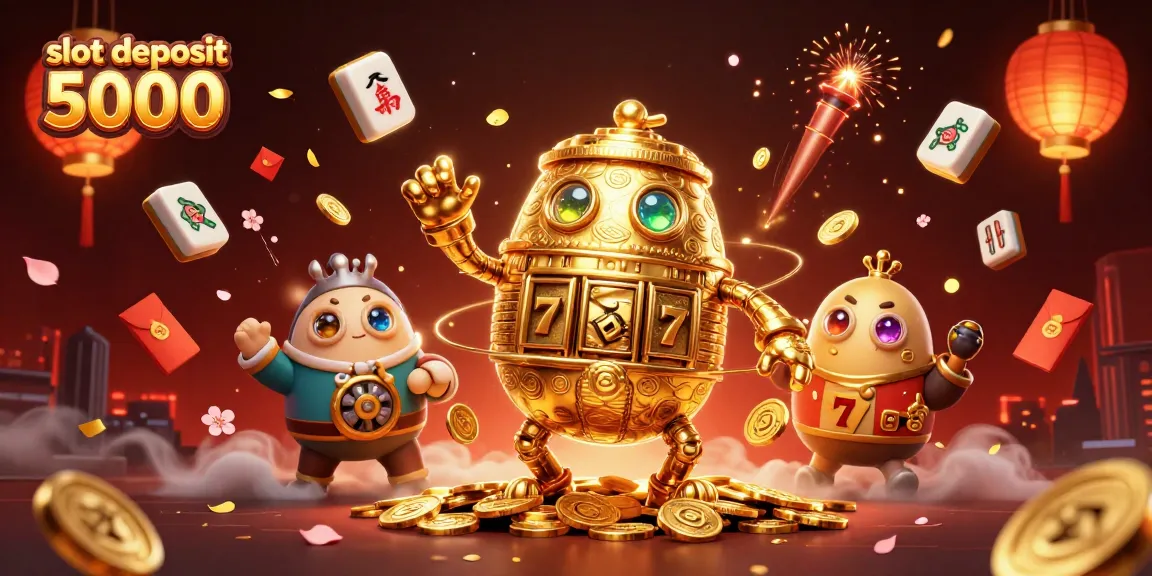 Menu slot deposit 5000 yang menarik dengan golem emas dan simbol mesin slot.