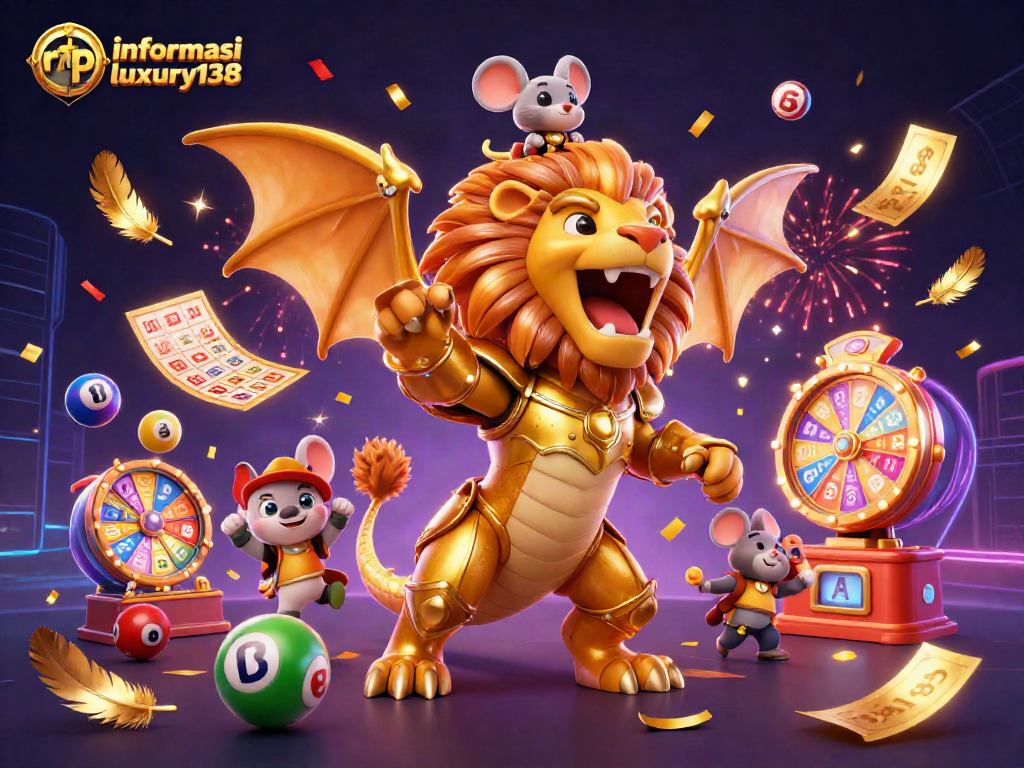 Menang dengan informasi rtp luxury138 di permainan slot, dikelilingi elemen lotere menarik.