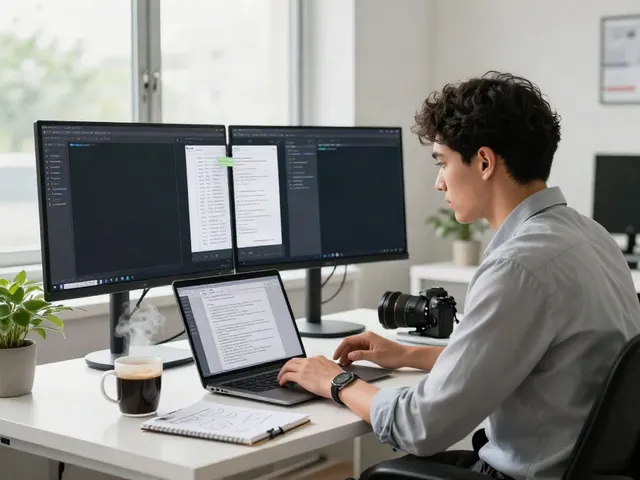 Generate SEO landing page copy with AI in a modern workspace focused on digital marketing strategy.