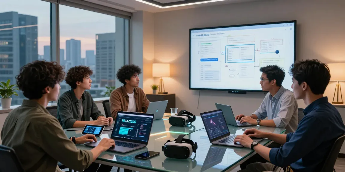 NAGA2000 software interface collaboration in a vibrant tech workspace