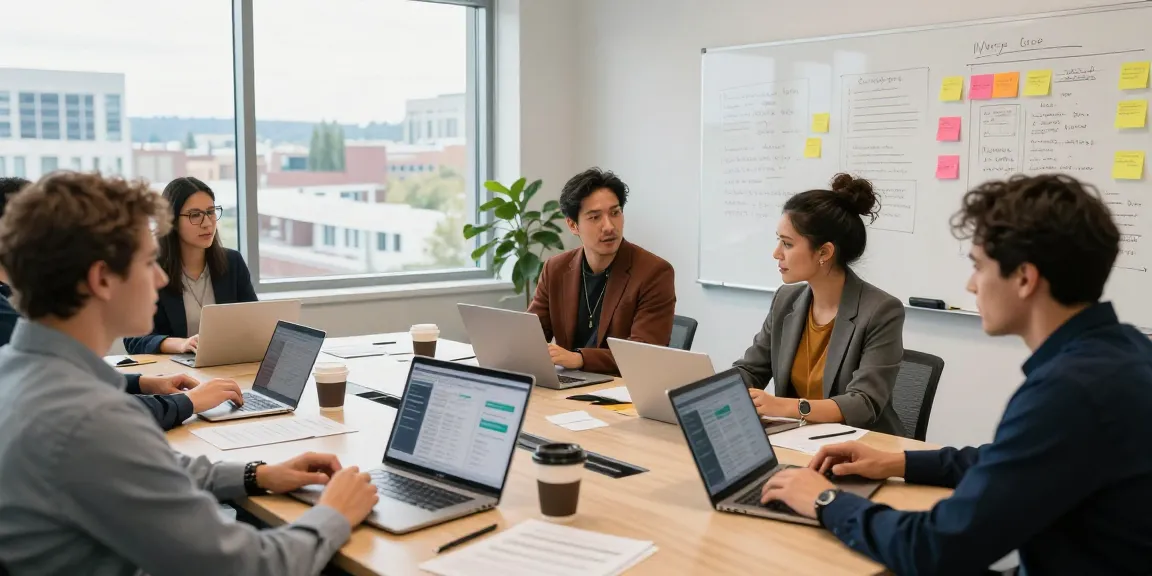 Marketing team collaborating at a Spokane marketing agency discussing strategies