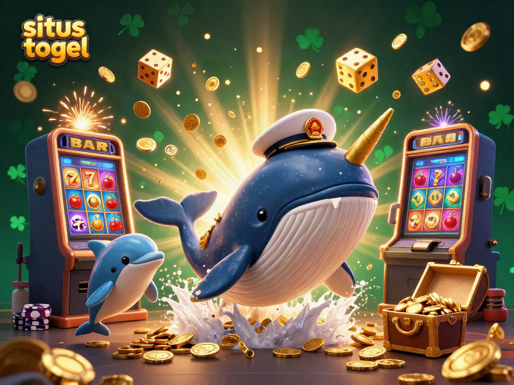 Players engage in thrilling situs togel action with a vibrant 3D casino scene showcasing lively characters and game elements.