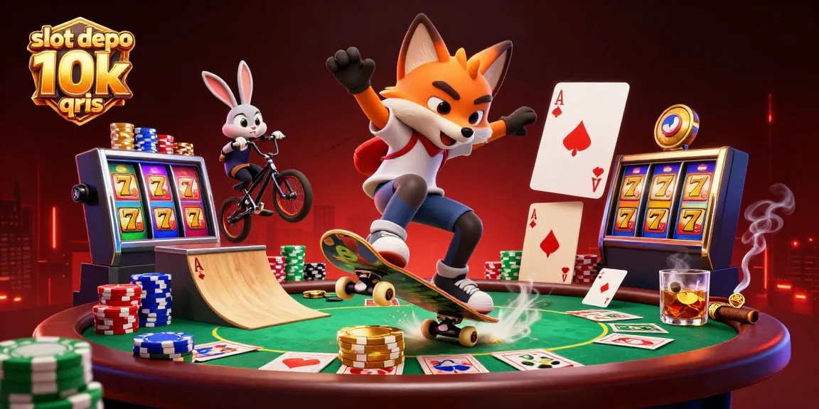 Spin the reels on slot depo 10k qris with vibrant characters and casino-themed elements