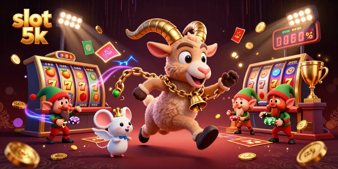 Engaging scene of slot 5k featuring Krampus goat, angel mouse, and gremlins illustrating festive casino activity.