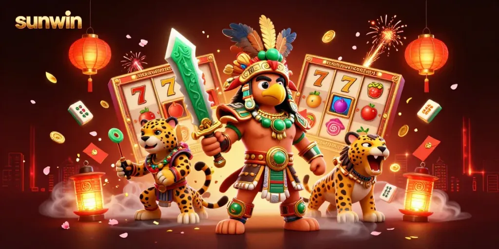 Experience the thrilling world of sunwin with vibrant 3D characters and casino elements in action.