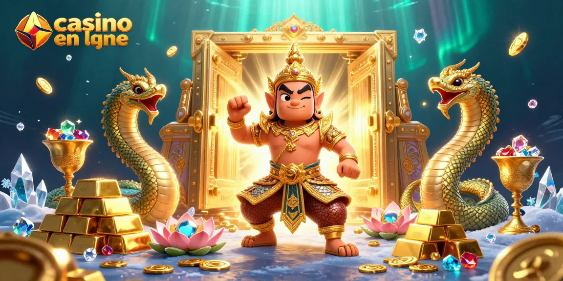 Engage in casino en ligne games with dynamic characters and treasure elements in a vibrant scene.