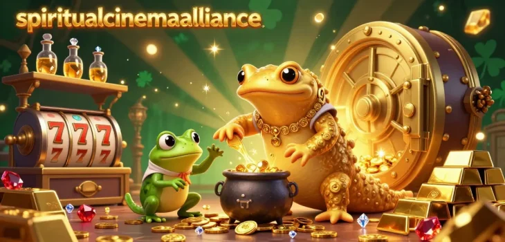 spiritualcinemaalliance showcases the magical casino experience with vibrant elements and gold treasures.
