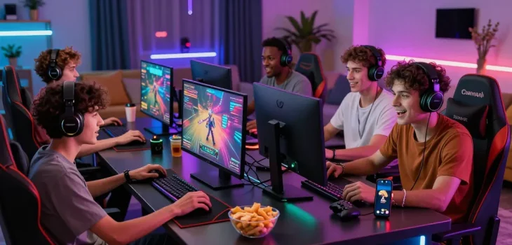 Immersive gaming scene showcasing players enjoying pakde4d in a modern environment, enhancing digital engagement.