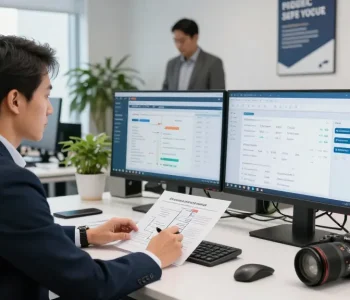 The rtps 4 platform for public services displayed on screens in a professional office setting.