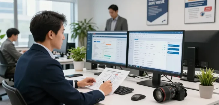 The rtps 4 platform for public services displayed on screens in a professional office setting.